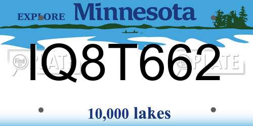 IQ8T662 Minnesota License Plate