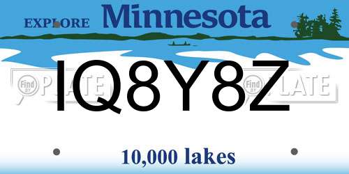 IQ8Y8Z Minnesota License Plate