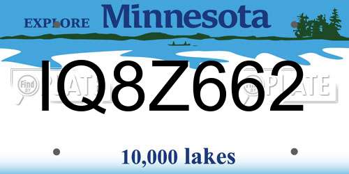 IQ8Z662 Minnesota License Plate