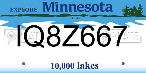 IQ8Z667 Minnesota License Plate
