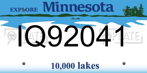 IQ92041 Minnesota License Plate