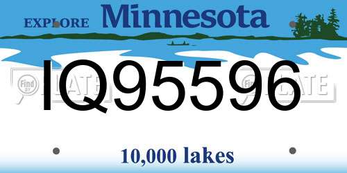 IQ95596 Minnesota License Plate