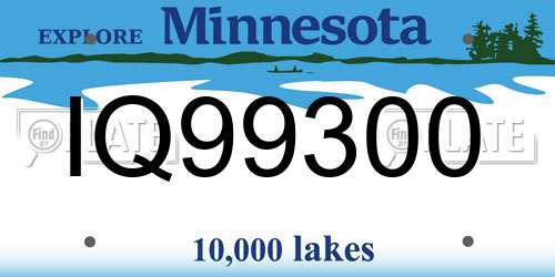 IQ99300 Minnesota License Plate