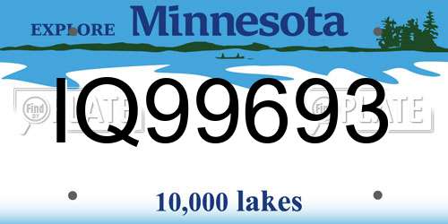 IQ99693 Minnesota License Plate