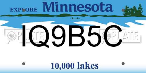 IQ9B5C Minnesota License Plate