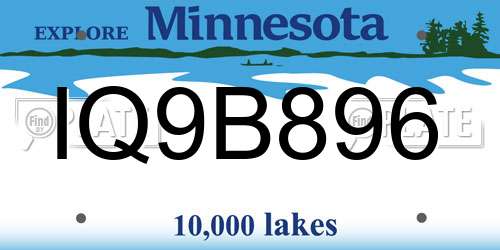 IQ9B896 Minnesota License Plate