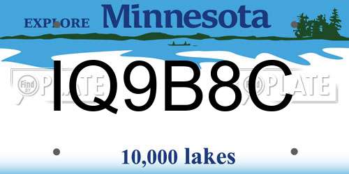 IQ9B8C Minnesota License Plate