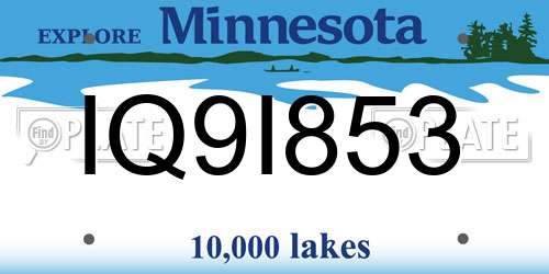 IQ9I853 Minnesota License Plate