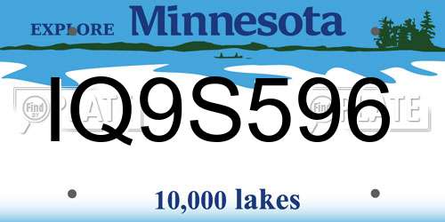 IQ9S596 Minnesota License Plate