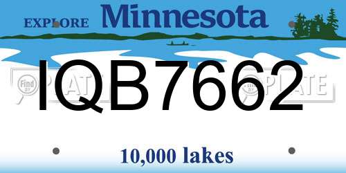 IQB7662 Minnesota License Plate