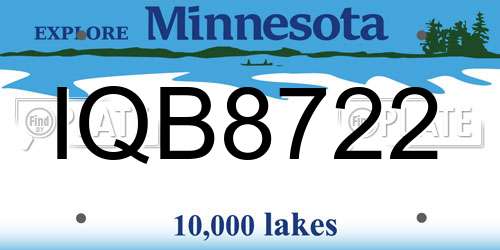 IQB8722 Minnesota License Plate