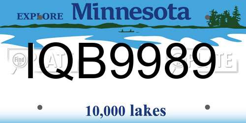 IQB9989 Minnesota License Plate
