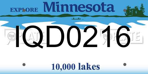IQD0216 Minnesota License Plate