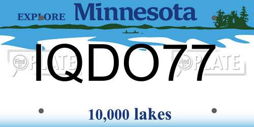 IQDO77 Minnesota License Plate