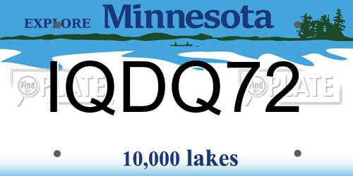 IQDQ72 Minnesota License Plate