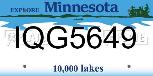 IQG5649 Minnesota License Plate
