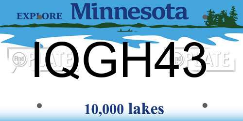 IQGH43 Minnesota License Plate