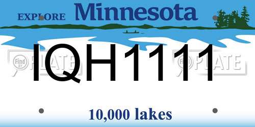 IQH1111 Minnesota License Plate