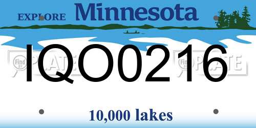 IQO0216 Minnesota License Plate