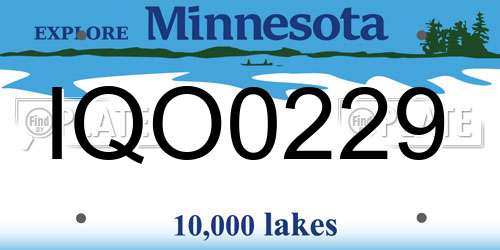 IQO0229 Minnesota License Plate