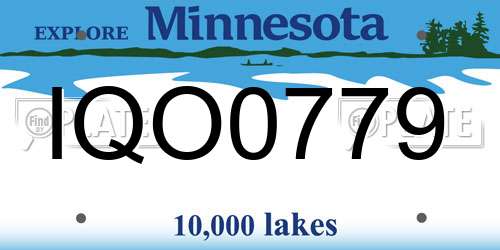 IQO0779 Minnesota License Plate