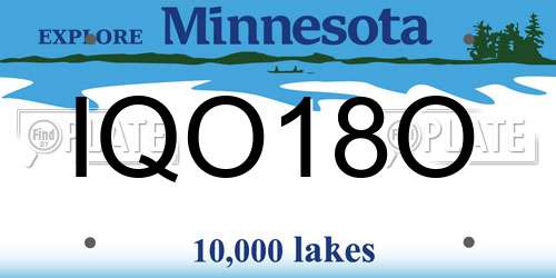 IQO18O Minnesota License Plate