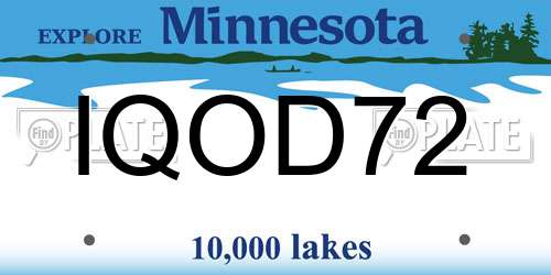 IQOD72 Minnesota License Plate