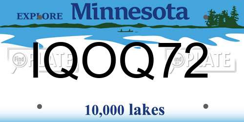 IQOQ72 Minnesota License Plate