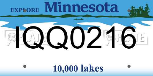 IQQ0216 Minnesota License Plate