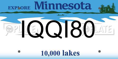 IQQI80 Minnesota License Plate