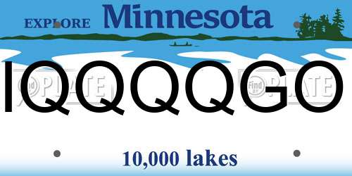 IQQQQGO Minnesota License Plate