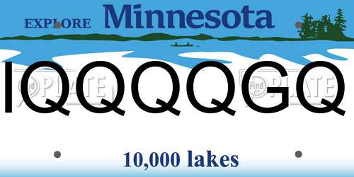 IQQQQGQ Minnesota License Plate