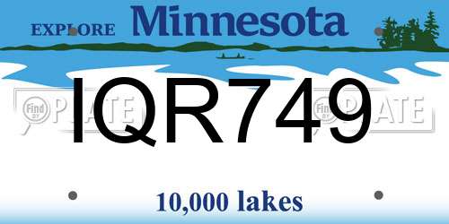 IQR749 Minnesota License Plate