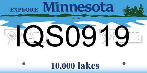 IQS0919 Minnesota License Plate