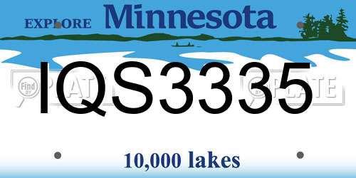 IQS3335 Minnesota License Plate