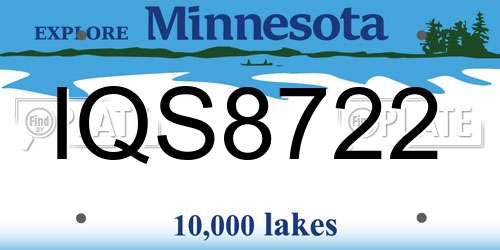 IQS8722 Minnesota License Plate