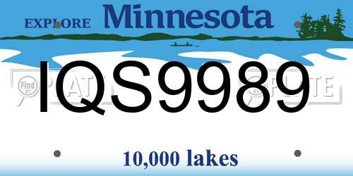 IQS9989 Minnesota License Plate