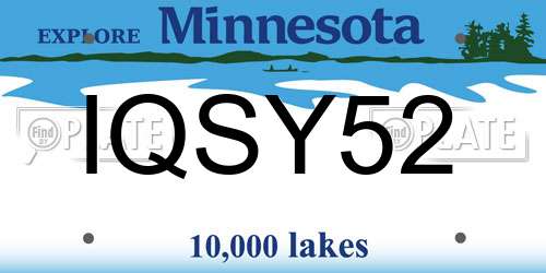 IQSY52 Minnesota License Plate