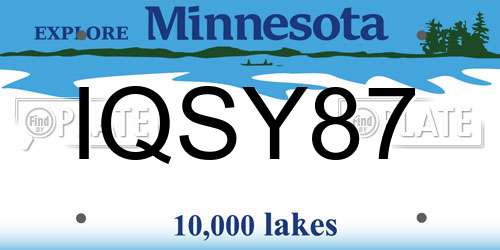 IQSY87 Minnesota License Plate