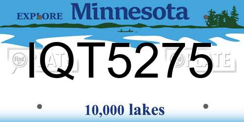 IQT5275 Minnesota License Plate