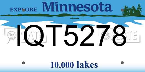 IQT5278 Minnesota License Plate