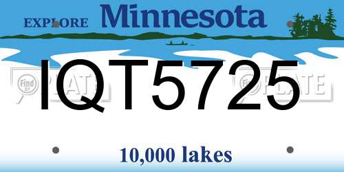 IQT5725 Minnesota License Plate