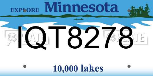 IQT8278 Minnesota License Plate