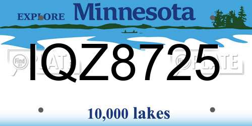 IQZ8725 Minnesota License Plate