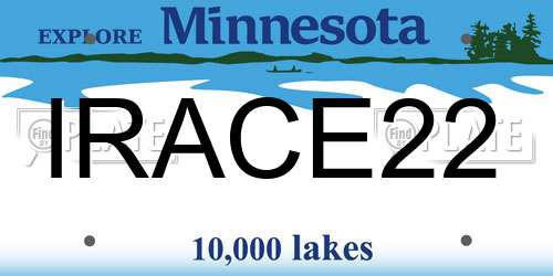 IRACE22 Minnesota License Plate