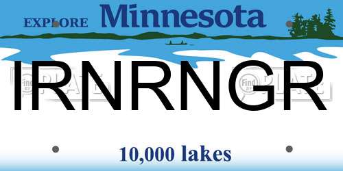 IRNRNGR Minnesota License Plate