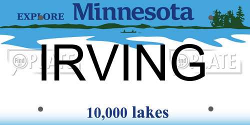 IRVING Minnesota License Plate