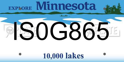 IS0G865 Minnesota License Plate
