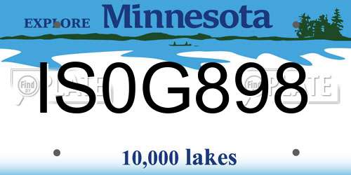 IS0G898 Minnesota License Plate