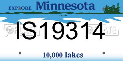 IS19314 Minnesota License Plate